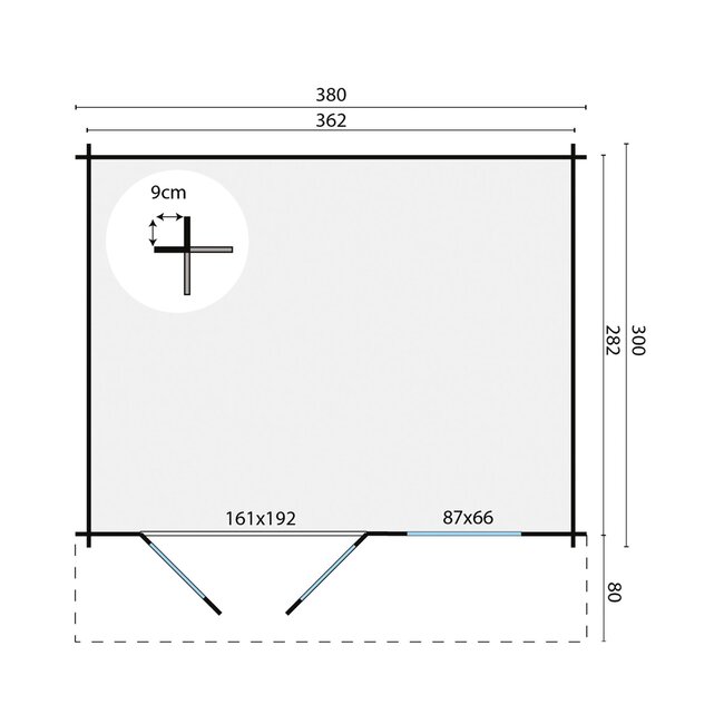 Blokhut Ingmar met Luifel | Goedkope Blokhut