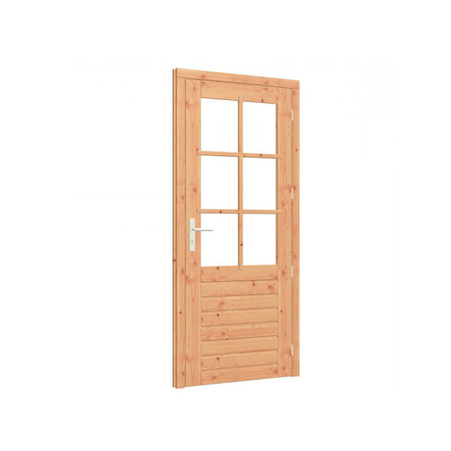 Douglas stapeldorpeldeur enkel onbehandeld met kozijn