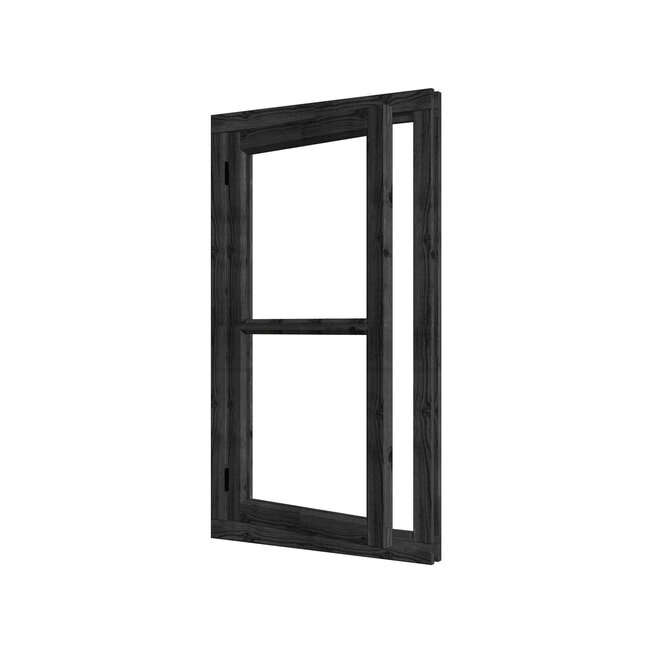 Douglas vleugelraam 2vaks enkel steel look met kozijn