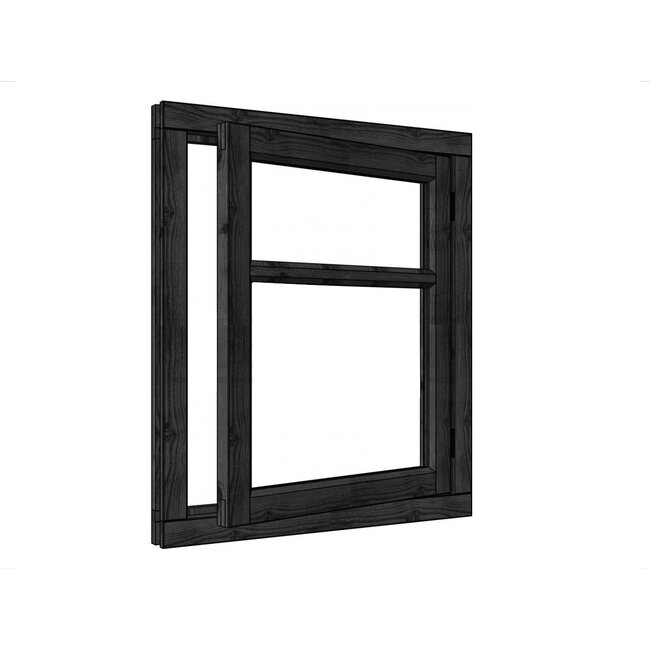 Douglas vleugelraam enkel steel look 2vaks met kozijn