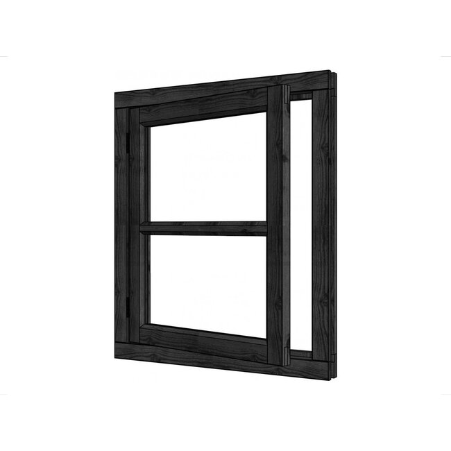 Douglas vleugelraam enkel steel look 2vaks met kozijn