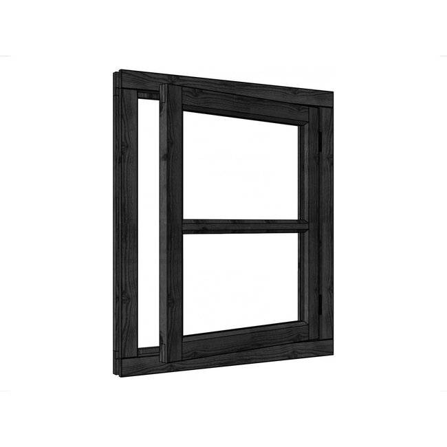 Douglas vleugelraam enkel steel look 2vaks met kozijn