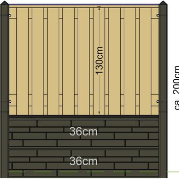 Betonpalen met motiefplaten en tuinscherm H130cm