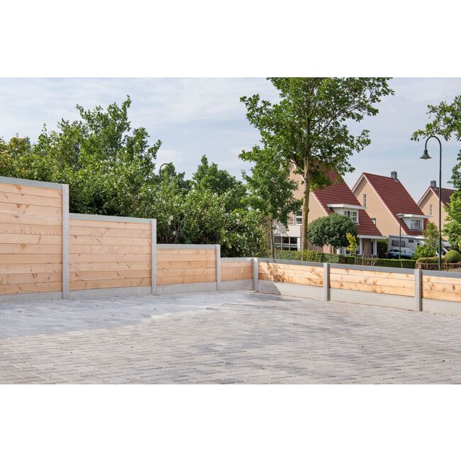 Sleufpaal | Schutting met Stapelprofielen | Wit / Grijs