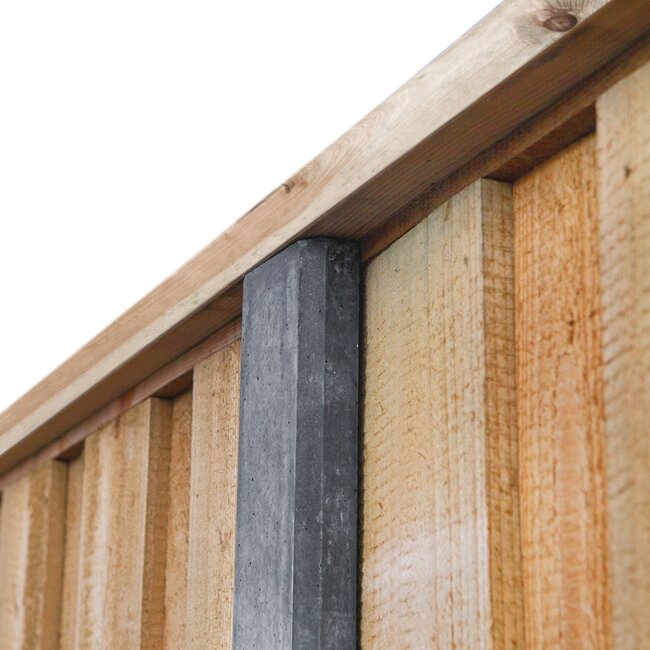 Sleufpaal | Hout Beton Schutting met Sleuf i.c.m. Tuinscherm | Wit / Grijs