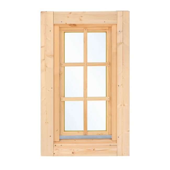 Vuren draai / kiepraam L5.2 met kozijn en roedes | B54xH100cm