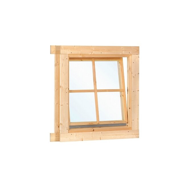 Vuren draai / kiepraam L2 met kozijn en roedes  | B92xH92cm