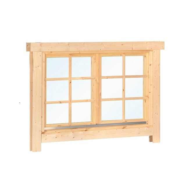 Dubbel vuren draai / kiepraam L3 met kozijn en roedes  | B144.5xH96.6cm