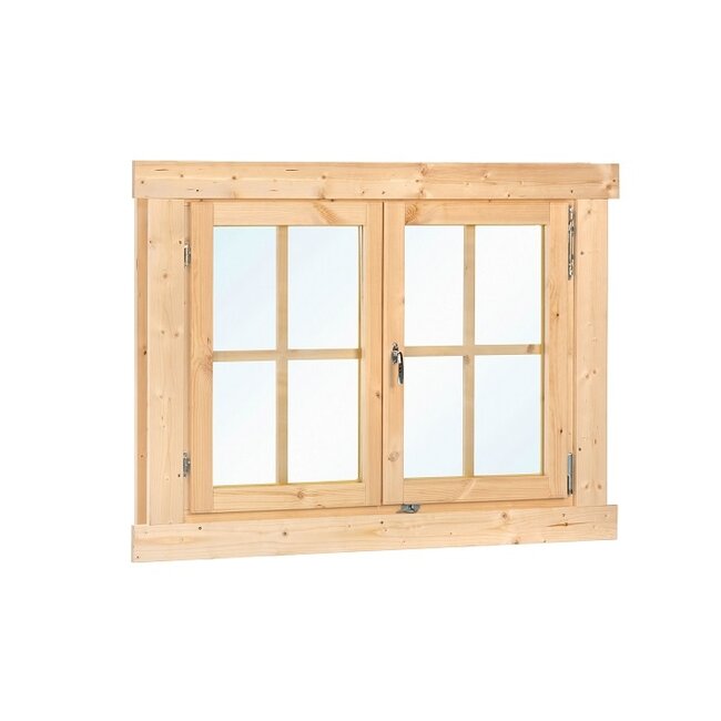 Dubbel vuren draai / kiepraam L6 met kozijn en roedes | B120xH92cm