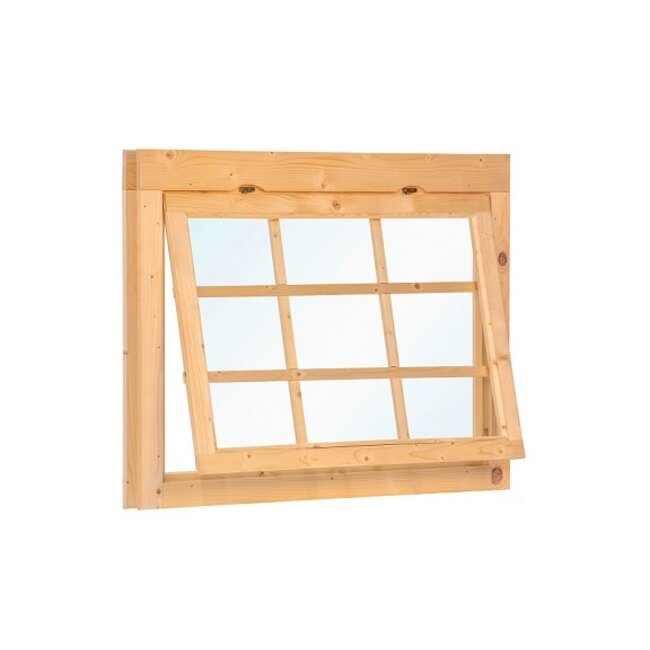 Vuren Uitzetraam en kozijn met roedes W2 | B112xH77cm