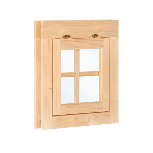 Vuren uitzetraam W4 met kozijn en roedes | B49xH49cm