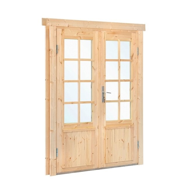 Vuren dubbele deur DL7 met kozijn en dubbel glas | B159xH188cm