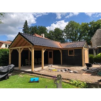 Van Gelder Hout Puntdak schuur met overkapping Hattem
