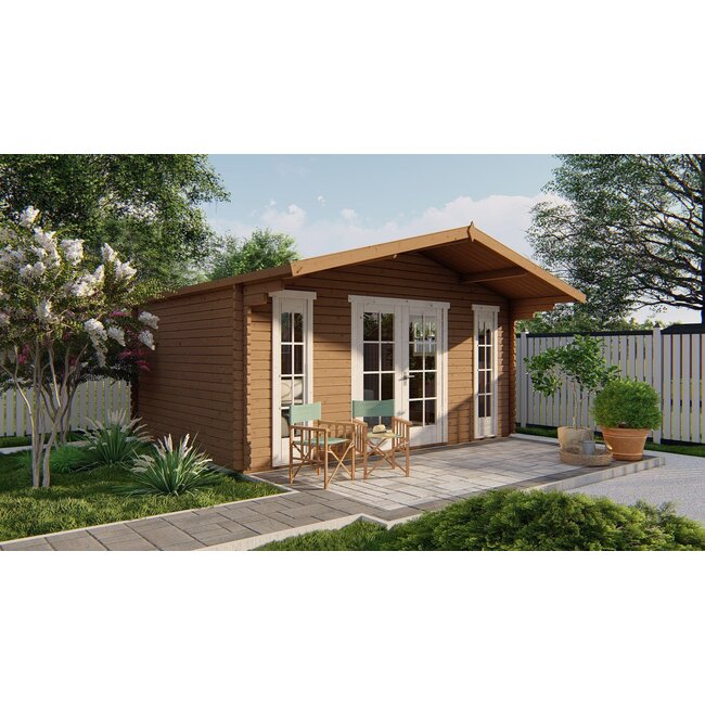 Blokhut Gustav | Tuinhuis Schuin Dak met Luifel