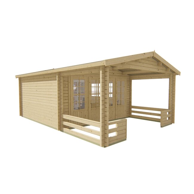 Blokhut Ipswich | Prefab Tuinhuis met Luifel