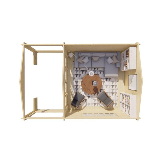 Blokhut Ipswich | Prefab Tuinhuis met Luifel