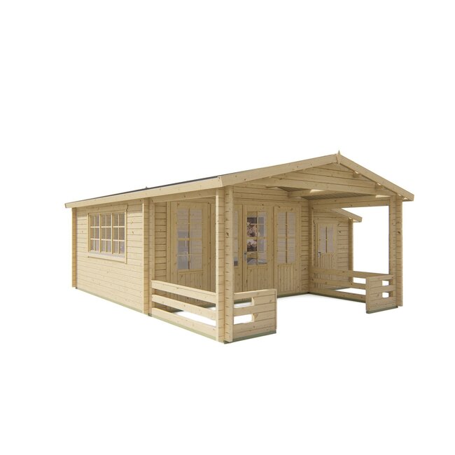 Blokhut Manchester | Grote Blokhut met Luifel en Berging