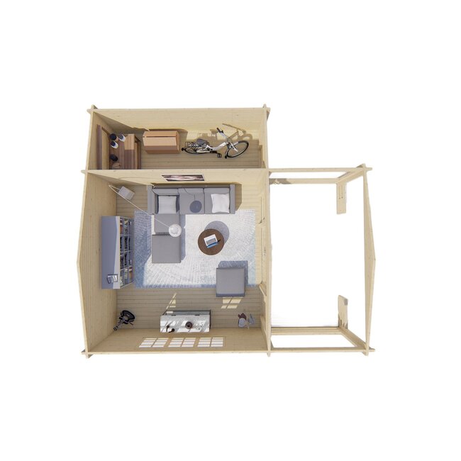 Blokhut Manchester | Grote Blokhut met Luifel en Berging