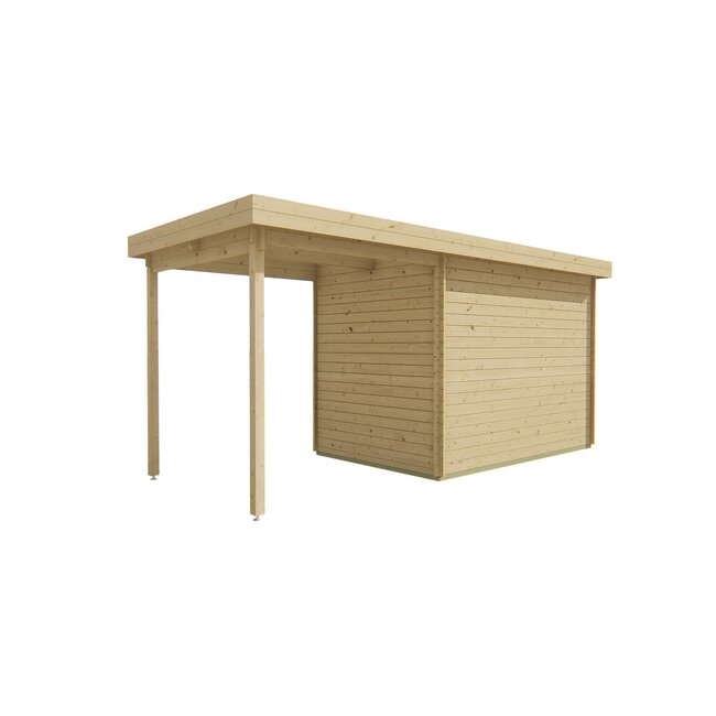 Onbehandeld - Blokhut Middelmodern | Tuinhuis met Overkapping 5x2 Meter