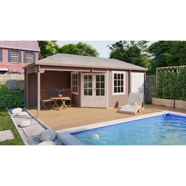 Blokhut Olson 7x3 | Groot Tuinhuis met Overkapping