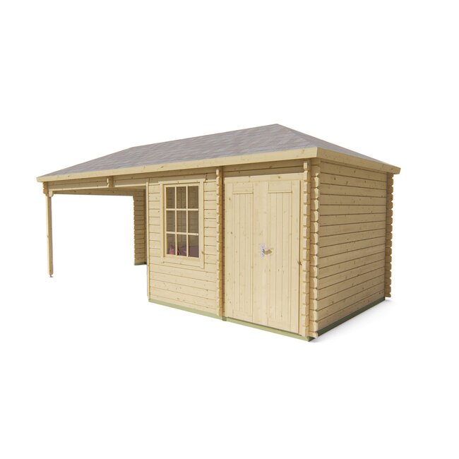 Blokhut Olson 7x3 | Groot Tuinhuis met Overkapping