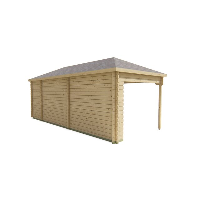 Blokhut Olson 7x3 | Groot Tuinhuis met Overkapping