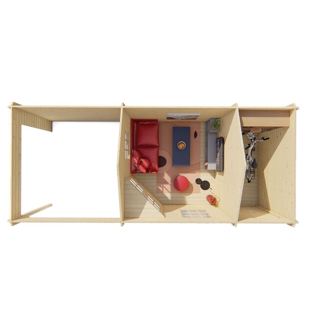 Blokhut Olson 7x3 | Groot Tuinhuis met Overkapping