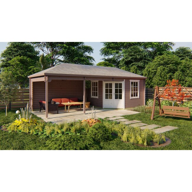 Blokhut Paiva | Tuinhuis met Overkapping 8x3,5 meter