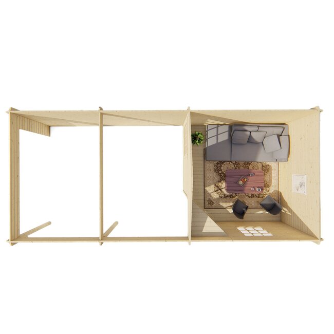 Blokhut Paiva | Tuinhuis met Overkapping 8x3,5 meter