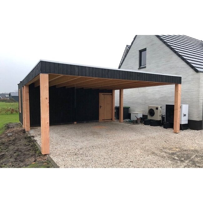 Douglas maatwerk schuur met carport Heerde