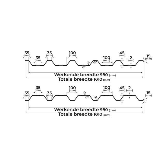 Grafiet Grijs - Damwand platen T45 . Damwand platen van 35 mm dik.