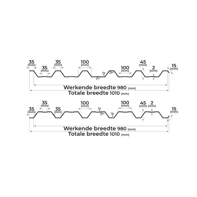 Grijs Bruin - Damwand platen T45 . Damwand platen van 35 mm dik.