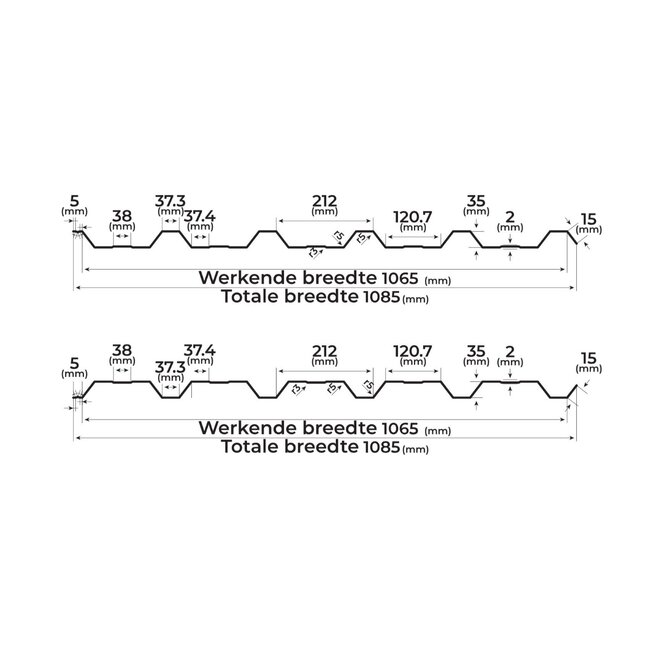 Antraciet Grijs - Damwand platen T35. Damwand platen van 35 mm dik