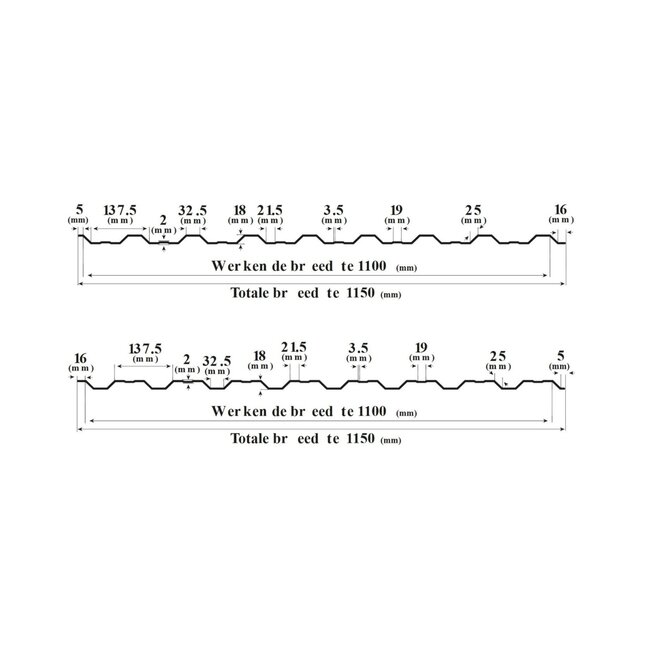 Koper Bruin - Damwand platen T18. Damwand platen van 18 mm dik.