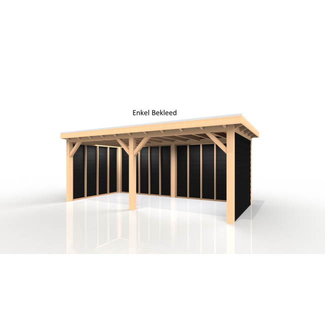 Douglas Overkapping 600x300 cm / 6x3 m | Materialenpakket | Robuust | Zwart Geïmpregneerd