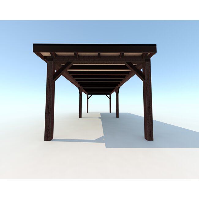 Douglas Overkapping 800x400 cm / 8x4 m | Materialenpakket | Robuust | Zwart Geïmpregneerd