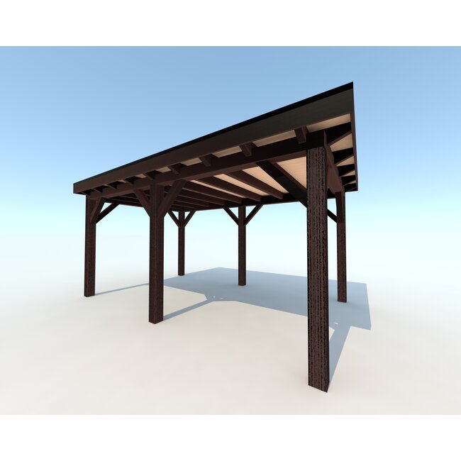 Douglas Overkapping 500x350 cm / 5x3,5 m | Materialenpakket | Robuust | Zwart Geïmpregneerd