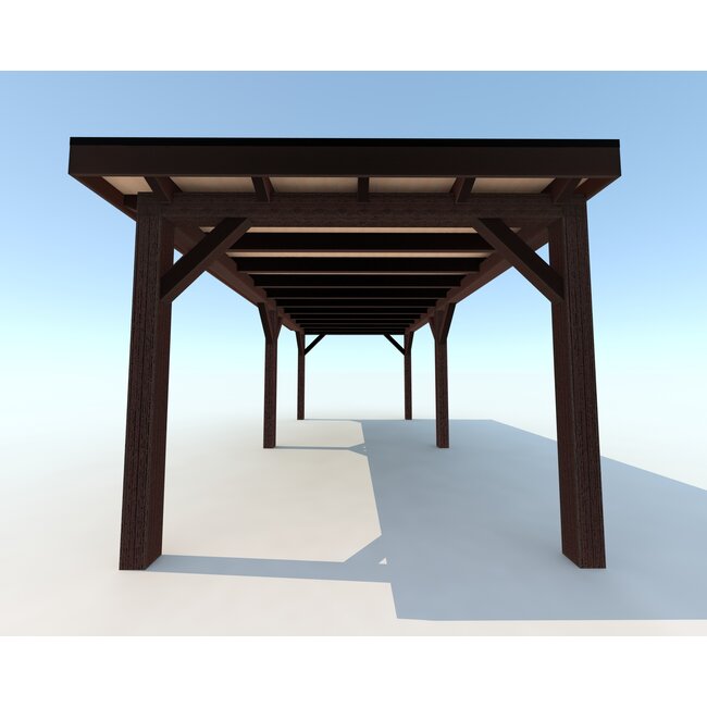 Douglas Overkapping 600x350 cm / 6x3,5 m | Materialenpakket | Robuust | Zwart Geïmpregneerd