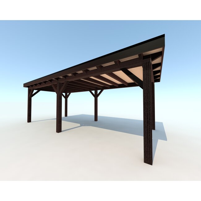 Douglas Overkapping 700x300 cm / 7x3 m | Materialenpakket | Robuust | Zwart Geïmpregneerd