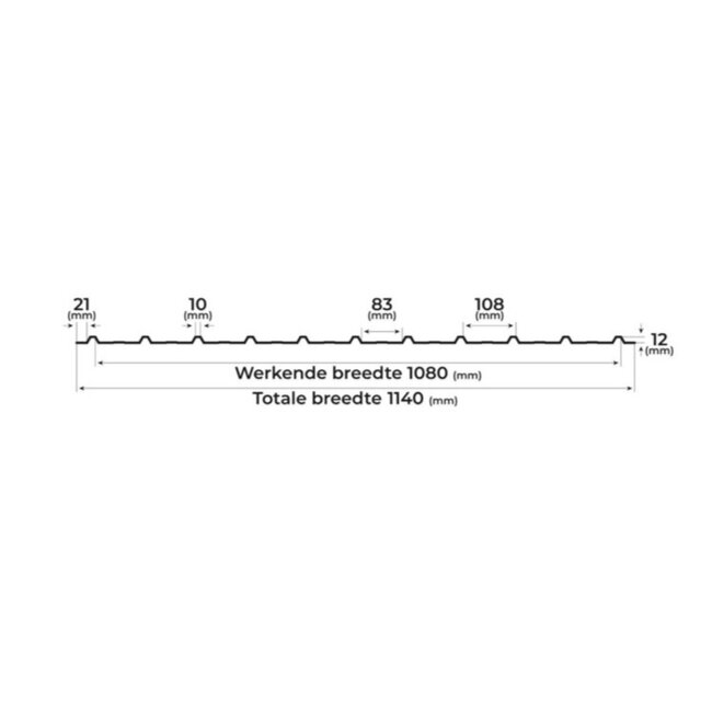 Donker Bruin - Damwand platen T12 Damwand platen van 12 mm dik - 1080 mm
