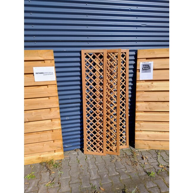 Trellis diagonaal met lijst | Onbehandeld hardhout | Winkel Actie