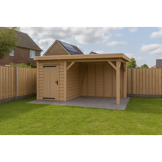 Van Gelder Hout Douglas Overkapping Met Schuur 500x250 cm / 5x2,5 m Bouwpakket | Robuust