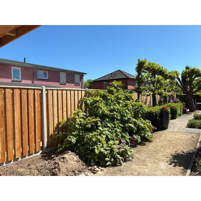 Douglas geschaafd plat dak schuur met overkapping Stadshagen