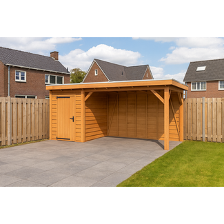 Van Gelder Hout Douglas Overkapping Met Schuur 600x250 cm | 6x2,5 m Bouwpakket | Robuust