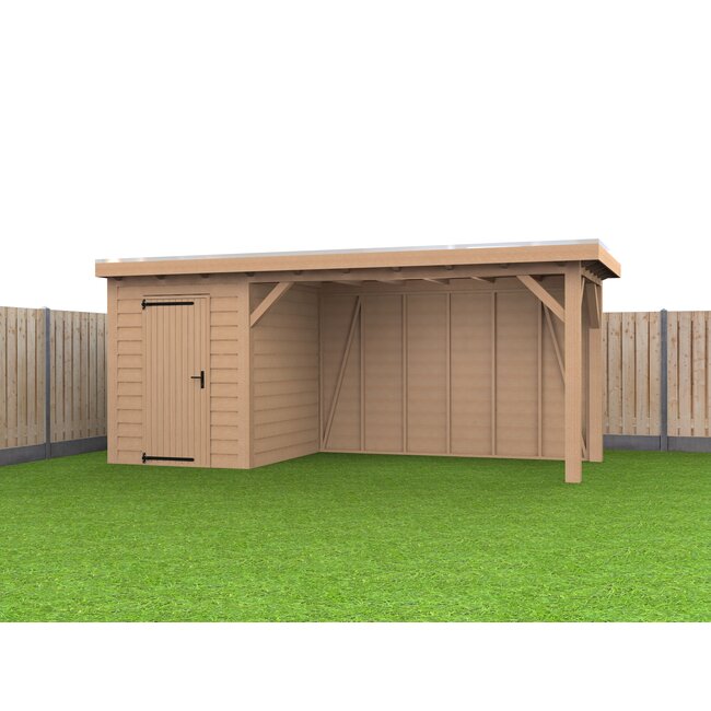 Douglas Overkapping Met Schuur 600x250 cm | 6x2,5 m Bouwpakket | Robuust