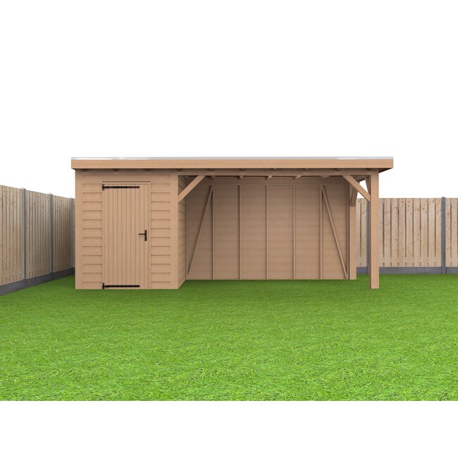 Douglas Overkapping Met Schuur 600x250 cm | 6x2,5 m Bouwpakket | Robuust