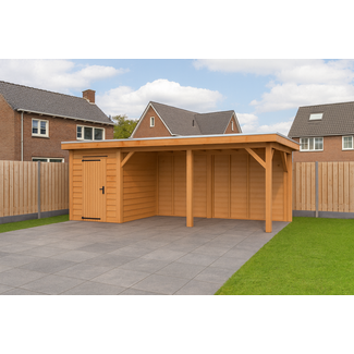 Van Gelder Hout Douglas Overkapping Met Schuur 700x250 cm | 7x2,5 m Bouwpakket | Robuust
