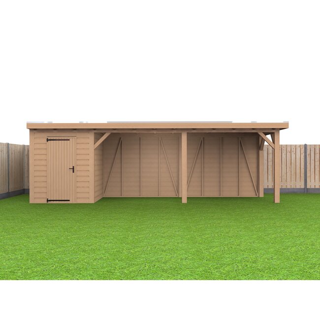 Douglas Overkapping Met Schuur 800x300 cm | 8x3 m Bouwpakket | Robuust