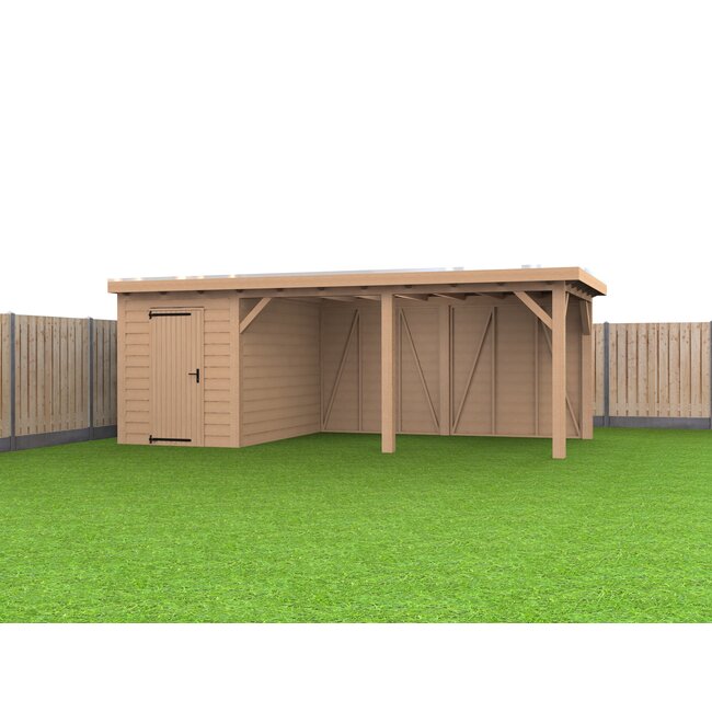Douglas Overkapping Met Schuur 700x400 cm | 7x4 m Bouwpakket | Robuus