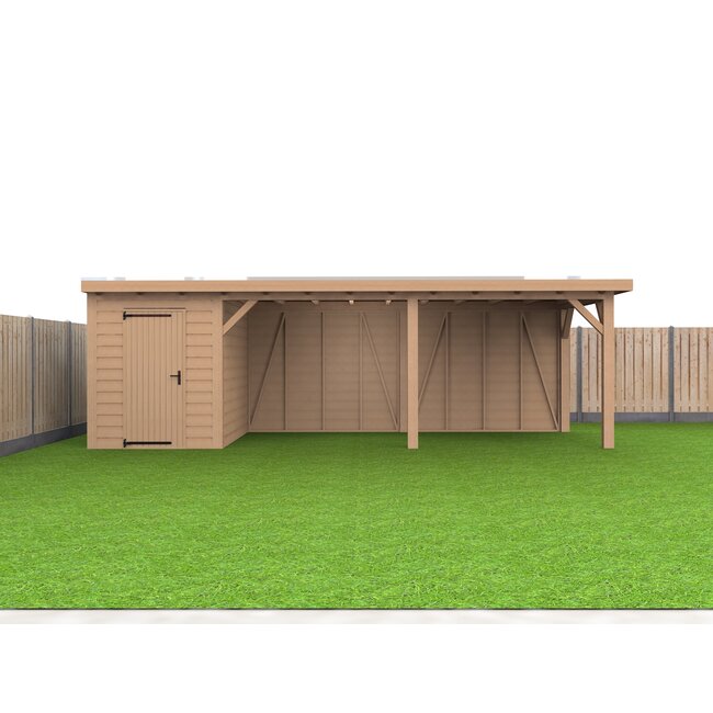 Douglas Overkapping Met Schuur 800x400 cm | 8x4 m Bouwpakket | Robuus